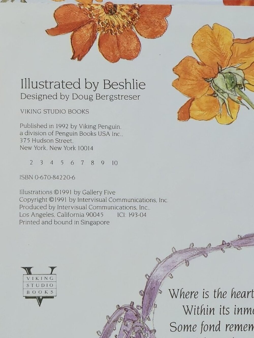 Beshlie Grandmother's Album A Keepsake for Sharing Pop-Up Floral Book '92 1st Ed - Picture 3 of 15